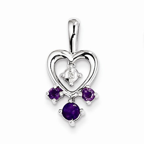 Sterling Silver Amethyst Diamond Pendant, Delightful Pendants for Necklace