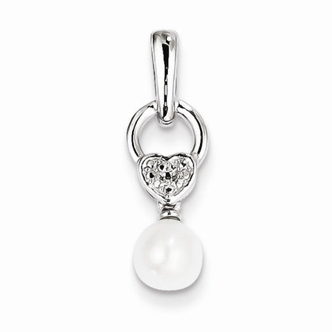 Sterling Silver Freshwater Cultured Pearl Diamond pendant, Appealing Pendants for Necklace