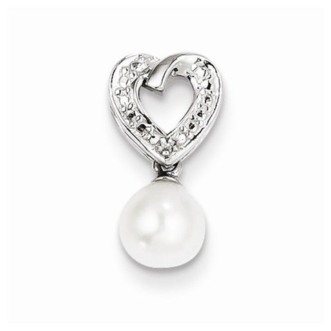 Sterling Silver Freshwater Cultured Pearl Diamond pendant, Charm