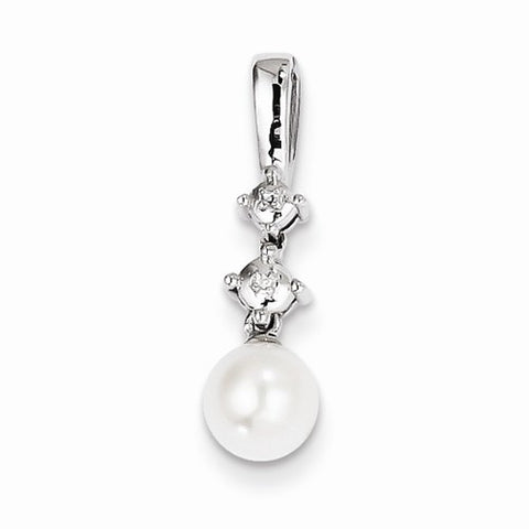 Sterling Silver Freshwater Cultured Pearl Diamond pendant, Adorable Pendants for Necklace