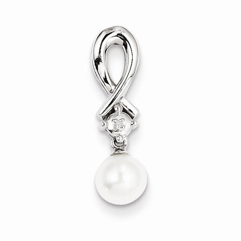 Sterling Silver Freshwater Cultured Pearl Diamond pendant, Beautiful Pendants for Necklace
