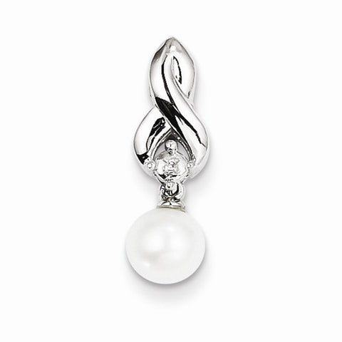 Sterling Silver Freshwater Cultured Pearl Diamond pendant, Delightful Pendants for Necklace