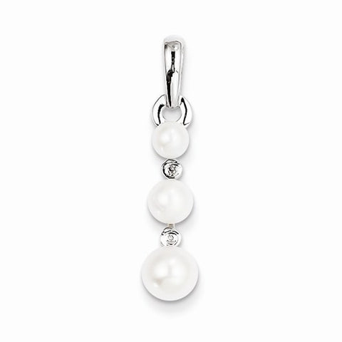 Sterling Silver Freshwater Cultured Pearl Diamond pendant, Exquisite Pendants for Necklace