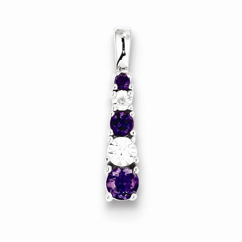 Sterling Silver Amethyst & Diamond Pendant, Fine Pendants for Necklace