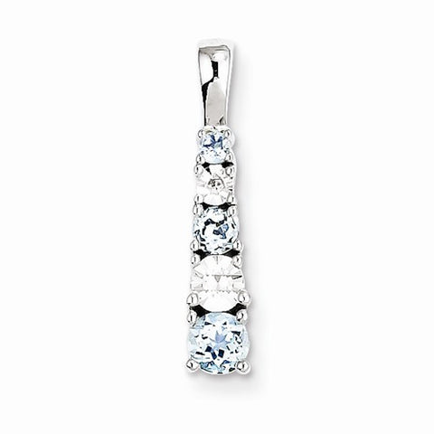 Sterling Silver Aquamarine & Diamond pendant, Pendants for Necklace