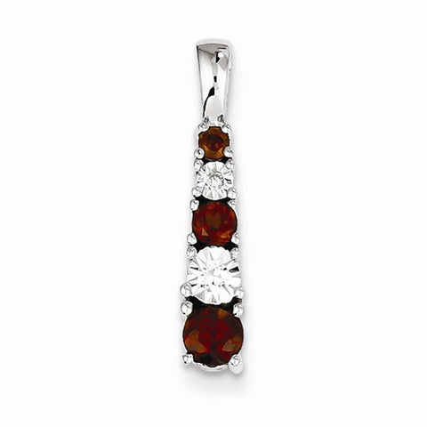 Sterling Silver Garnet & Diamond pendant, Lovely Pendants for Necklace