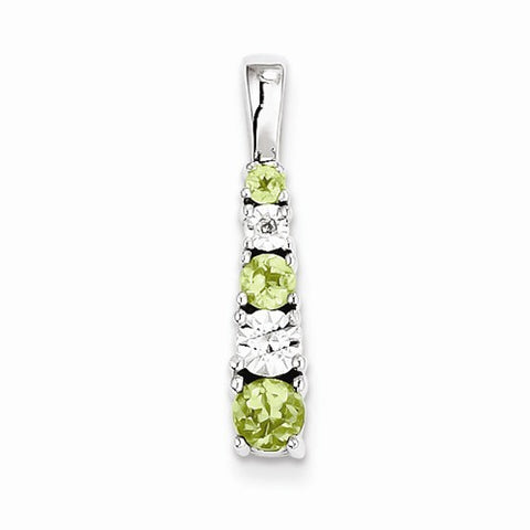 Sterling Silver Peridot & Diamond Pendant, Stylish Pendants for Necklace