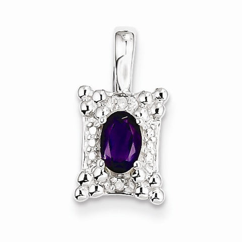 Sterling Silver Amethyst Diamond Pendant, Alluring Pendants for Necklace