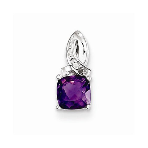 Sterling Silver Amethyst Diamond Pendant, Delightful Pendants for Necklace