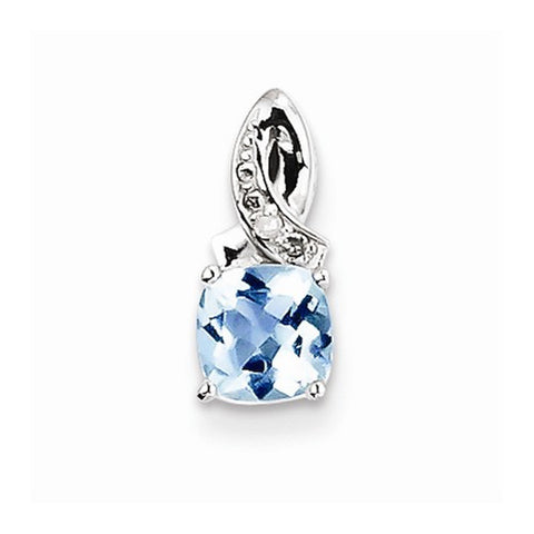Sterling Silver Light Swiss Blue Topaz Diamond Pendant, Exquisite Pendants for Necklace