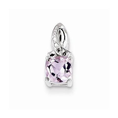 Sterling Silver Pink Amethyst Diamond Pendant, Pendants for Necklace