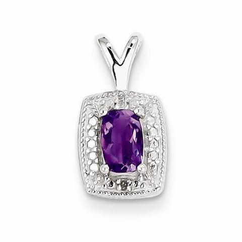 Sterling Silver Amethyst Diamond Pendant, Stylish Pendants for Necklace