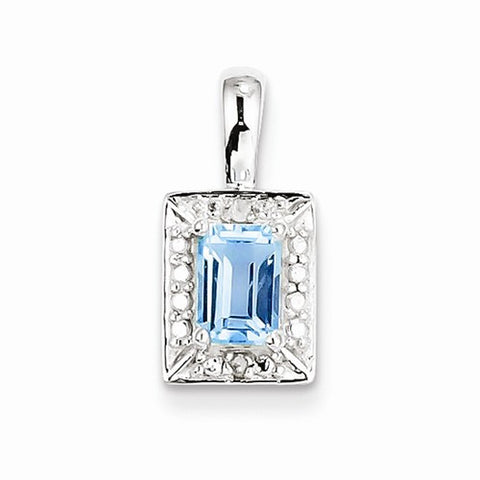 Sterling Silver Light Swiss Blue Topaz Diamond Pendant, Beautiful Pendants for Necklace