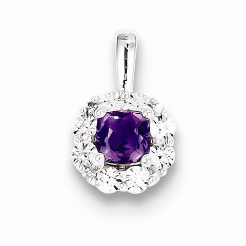 Sterling Silver Amethyst Diamond pendant, Pendants for Necklace