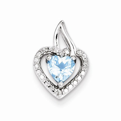 Sterling Silver Light Swiss Blue Topaz Diamond pendant, Charm