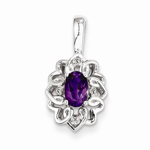 Sterling Silver Amethyst Diamond pendant, Exquisite Pendants for Necklace