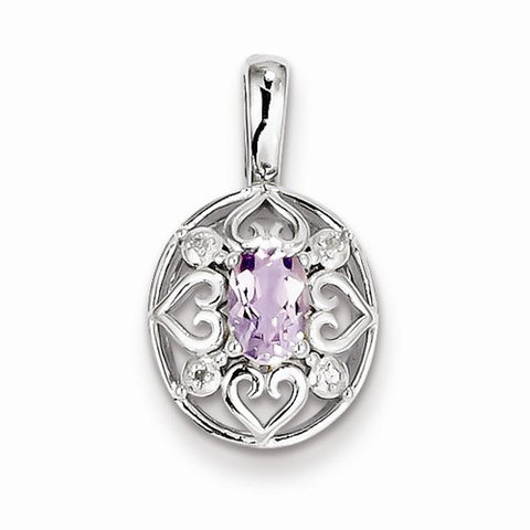 Sterling Silver Pink Amethyst Diamond Pendant, Pendants for Necklace