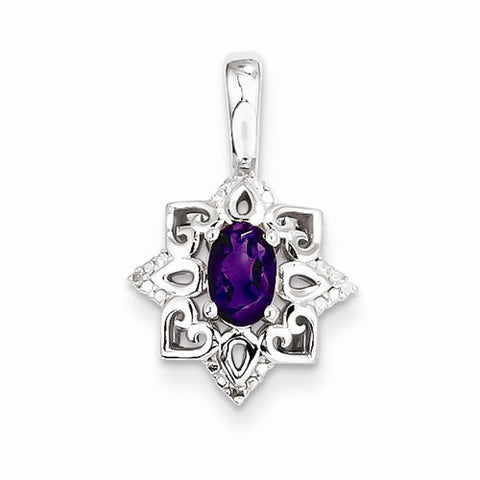 Sterling Silver Amethyst Diamond Pendant, Stylish Pendants for Necklace