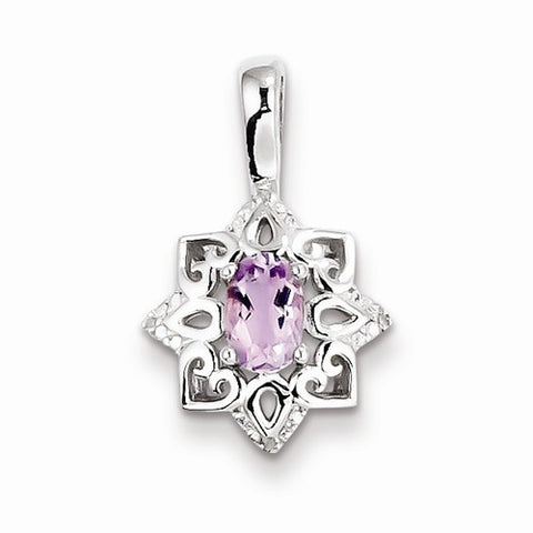 Sterling Silver Pink Amethyst Diamond Pendant, Appealing Pendants for Necklace