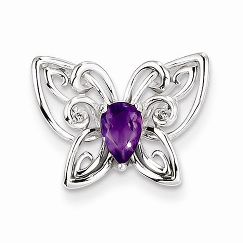 Sterling Silver Amethyst Diamond Pendant, Beautiful Pendants for Necklace