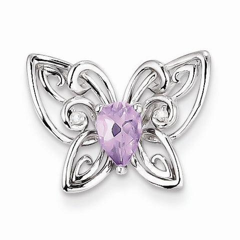 Sterling Silver Pink Amethyst Diamond Pendant, Fine Pendants for Necklace