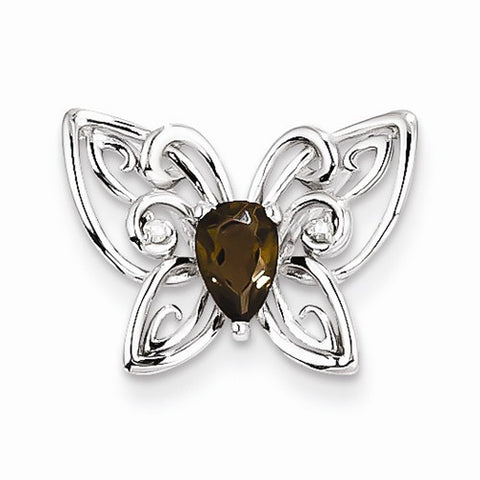 Sterling Silver Smoky Quartz Diamond Pendant, Pendants for Necklace