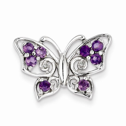 Sterling Silver Amethyst Diamond Pendant, Lovely Pendants for Necklace