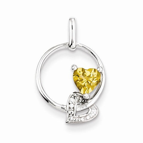 Sterling Silver Whiskey Quartz Diamond Pendant, Pendants for Necklace
