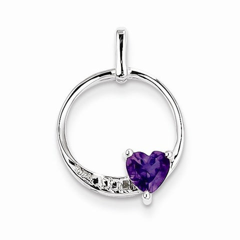 Sterling Silver Amethyst Diamond Pendant, Gorgeous Pendants for Necklace