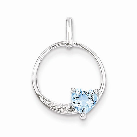 Sterling Silver Light Swiss Blue Topaz Diamond Pendant, Lovely Pendants for Necklace