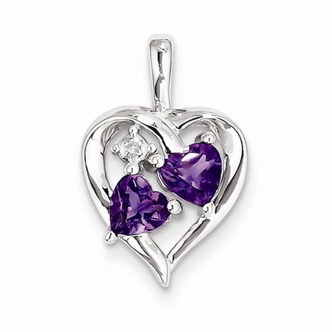 Sterling Silver Amethyst Diamond Pendant, Beautiful Pendants for Necklace