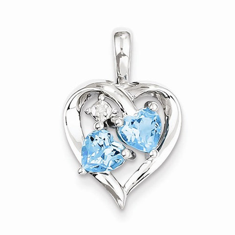 Sterling Silver Blue Topaz Diamond pendant, Delightful Pendants for Necklace