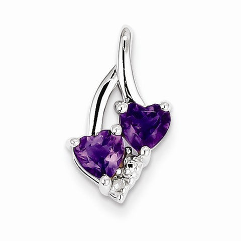 Sterling Silver Amethyst Diamond Pendant, Fine Pendants for Necklace