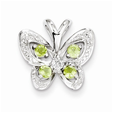 Sterling Silver Peridot & Diamond Pendant, Appealing Pendants for Necklace