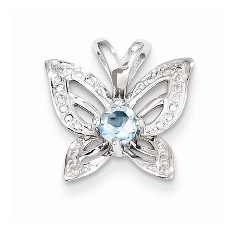 Sterling Silver Blue Topaz & Diamond Pendant, Adorable Pendants for Necklace