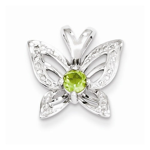 Sterling Silver Peridot & Diamond Pendant, Dazzling Pendants for Necklace