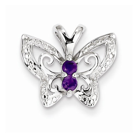 Sterling Silver Amethyst & Diamond Pendant, Classy Pendants for Necklace