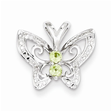 Sterling Silver Peridot & Diamond Pendant, Appealing Pendants for Necklace