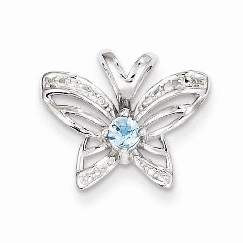 Sterling Silver Blue Topaz & Diamond Pendant, Adorable Pendants for Necklace