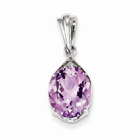 Sterling Silver with Amethyst and White Topaz Oval pendant, Beautiful Pendants for Necklace