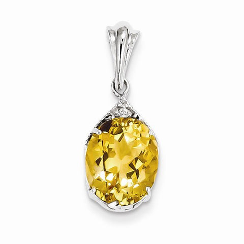 Sterling Silver with Citrine and White Topaz Oval pendant, Delightful Pendants for Necklace