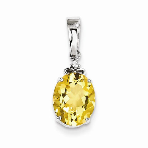 Sterling Silver with Citrine and White Topaz Oval pendant, Pendants for Necklace