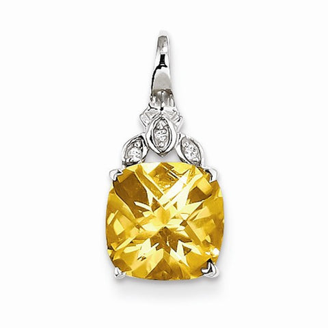 Sterling Silver with Citrine and White Topaz Round pendant, Gorgeous Pendants for Necklace