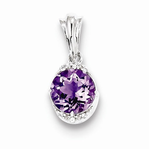 Sterling Silver with Amethyst and White Topaz Round pendant, Stylish Pendants for Necklace
