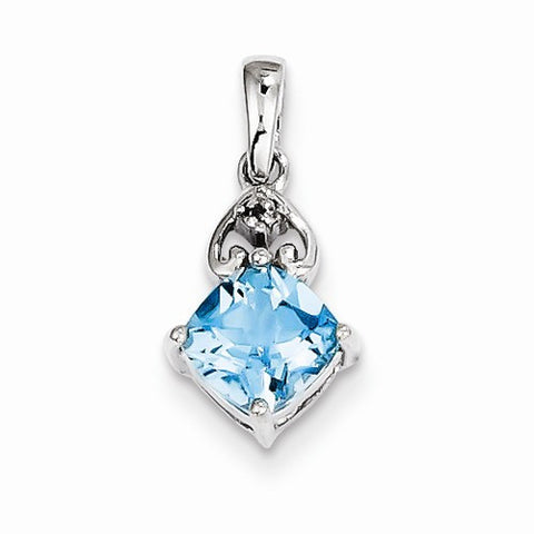 Sterling Silver Rhodium Plated Diamond and Light Swiss BT pendant, Alluring Pendants for Necklace