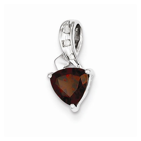 Sterling Silver Rhodium Plated Diamond and Garnet Heart Pendant, Pendants for Necklace