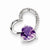 Sterling Silver Rhodium Plated Diamond Amethyst Heart pendant, Fine Pendants for Necklace