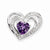 Sterling Silver Rhodium Plated Diamond & Amethyst Heart pendant, Pretty Pendants for Necklace