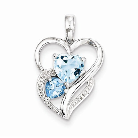 Sterling Silver Rhodium Plated Diamond & Sky Blue Topaz pendant, Gorgeous Pendants for Necklace