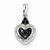 Sterling Silver White & black-diamond Heart Pendant, Pendants for Necklace